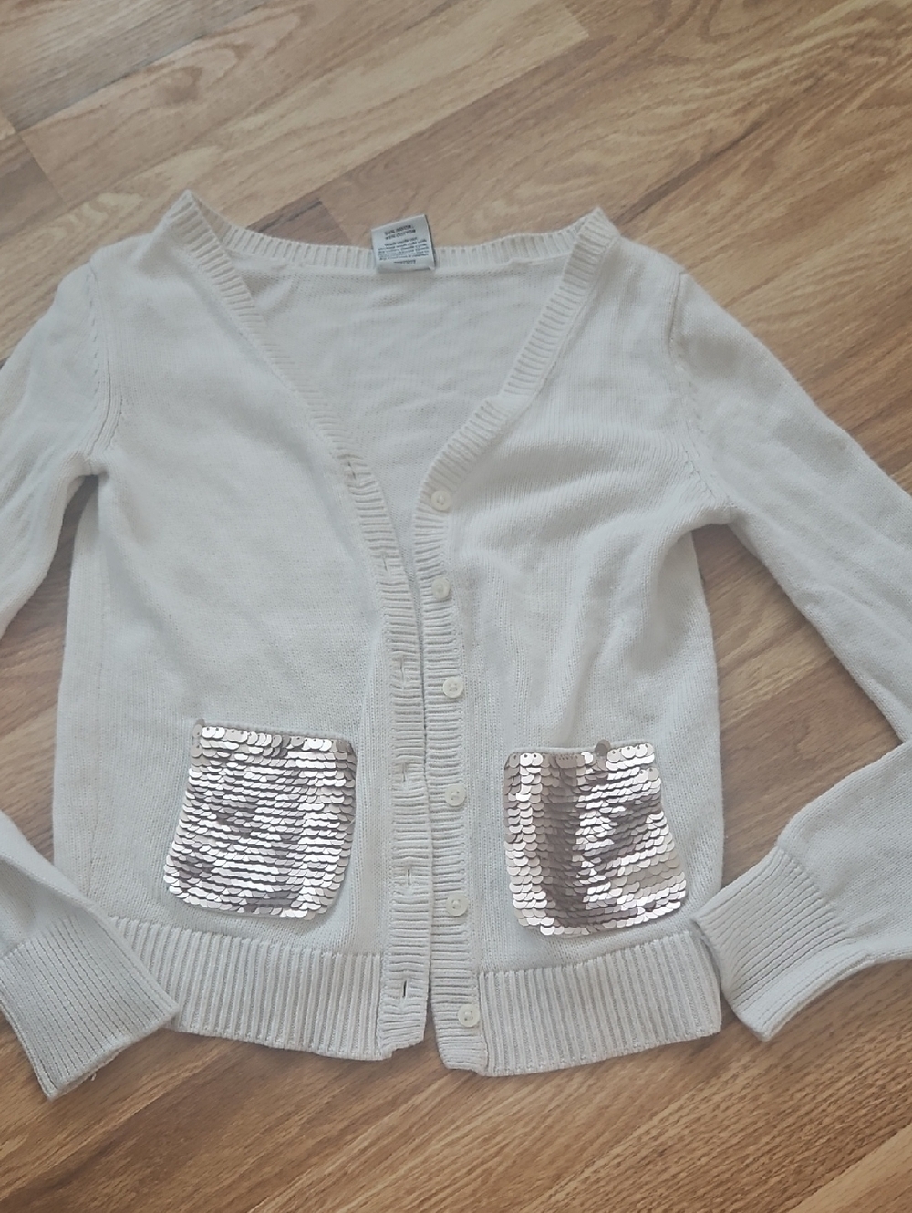 Sonoma Cream Cardigan with Sequin Front Pockets